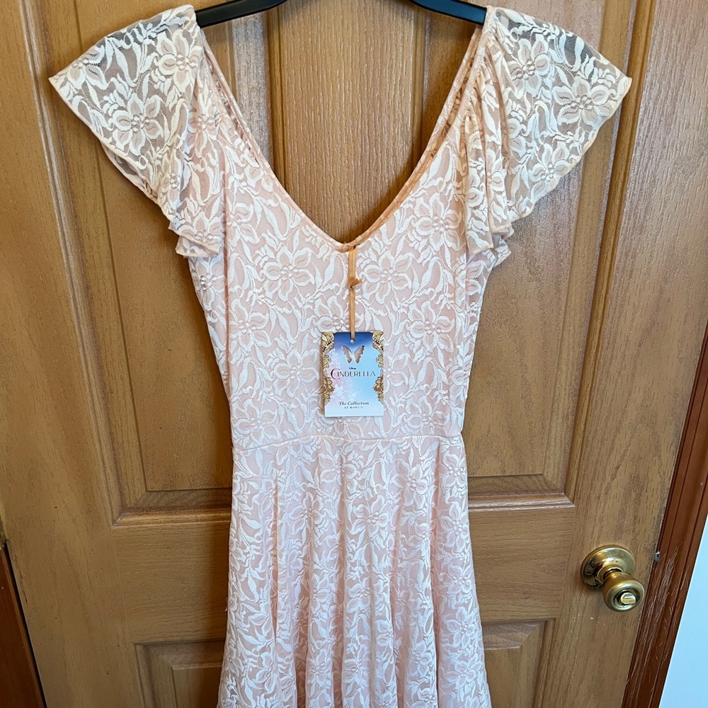 NWT Disney's Cinderella Lace Ruffle Pink Dress Size XSmall